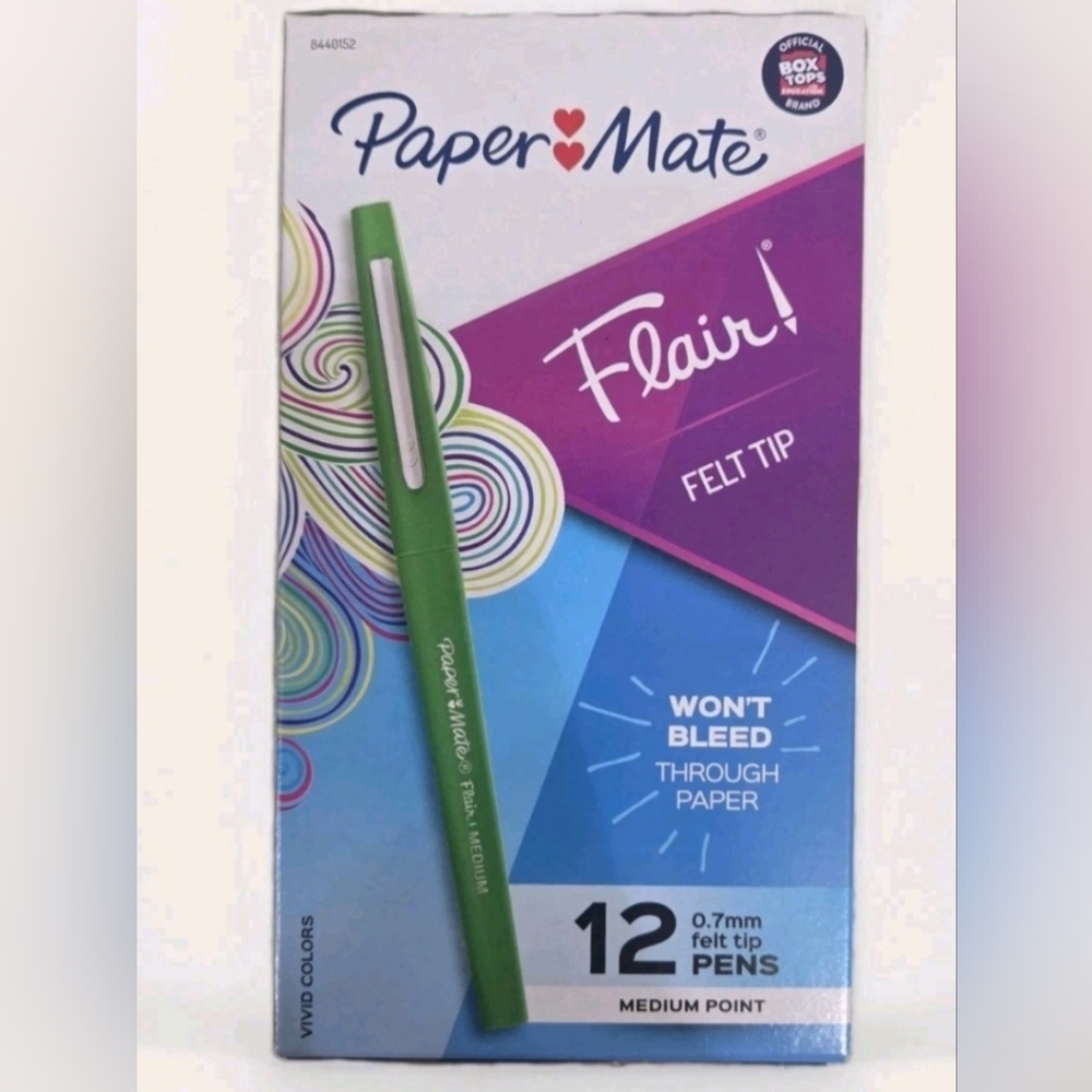 Paper Mate Flair Felt Tip Pens, Medium Point 0.7mm, Green, 12-Pack